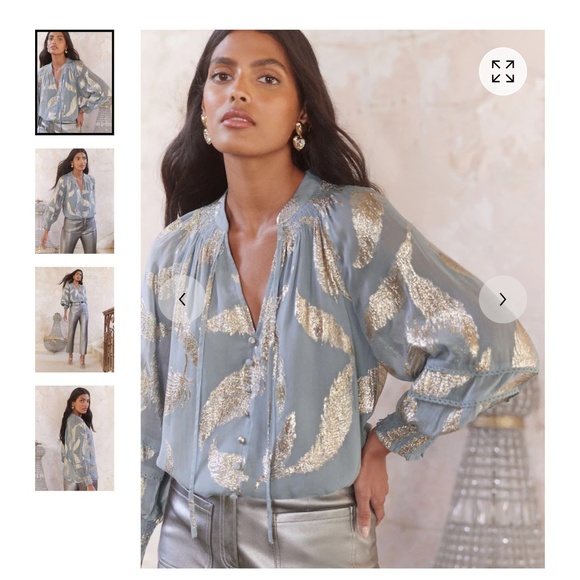 Love and Roses Metallic Detail Blouse NWT - Picture 6 of 6